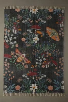 Insect Floral Embroidered Brushed Rug