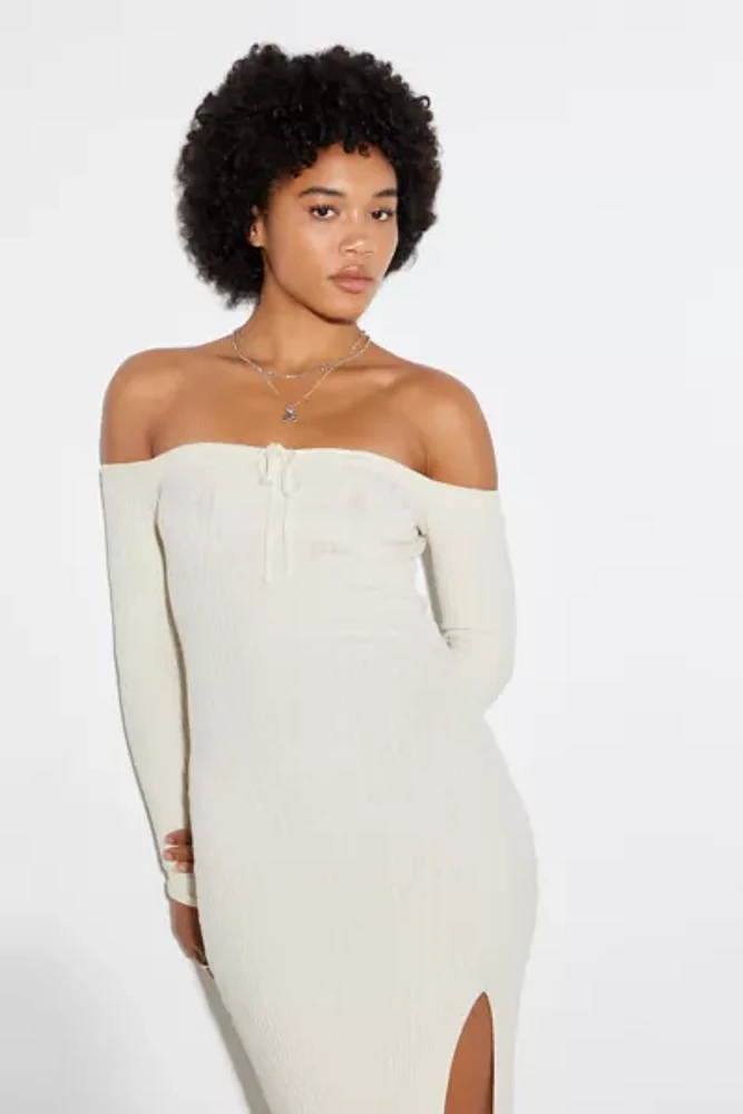 BDG Marni Knit Off-The-Shoulder Midi Dress
