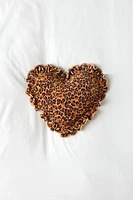 Leopard Ruffle Heart Throw Pillow