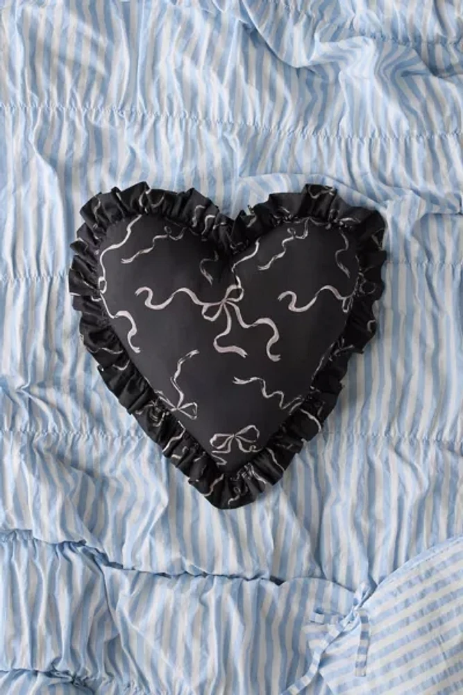 Ruffle Heart Cotton Throw Pillow