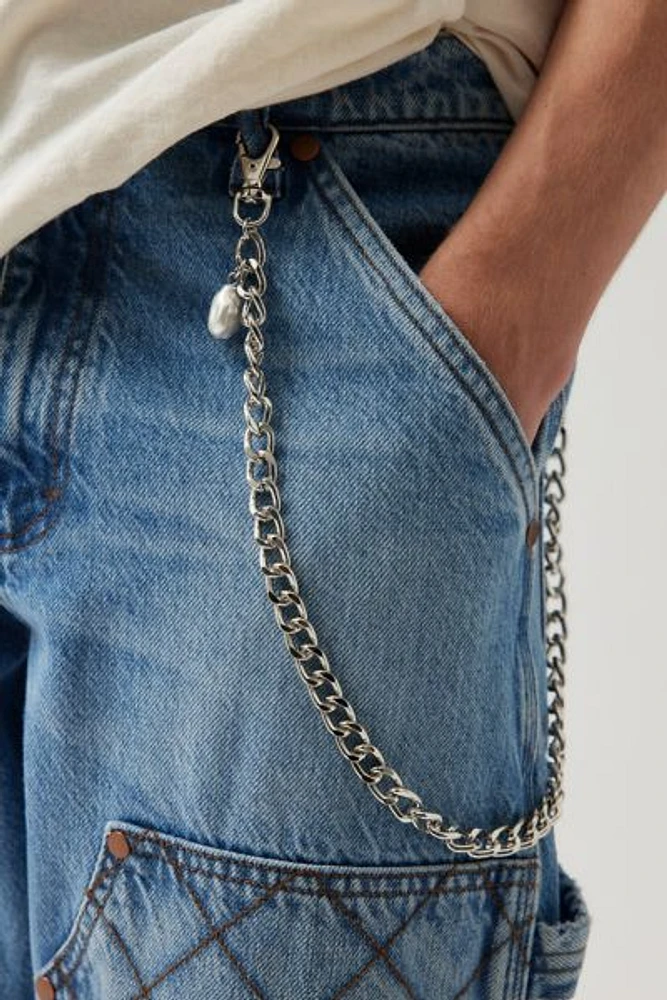 Curb Link & Pearl Wallet Chain