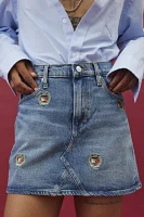 Tommy Jeans Izzie Embroidered Crest Logo Denim Mini Skirt