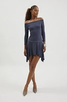 Silence + Noise Lorena Off-The-Shoulder Drop Waist Mini Dress