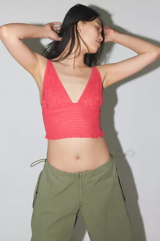 Out From Under Firecracker Smocked Cropped Top