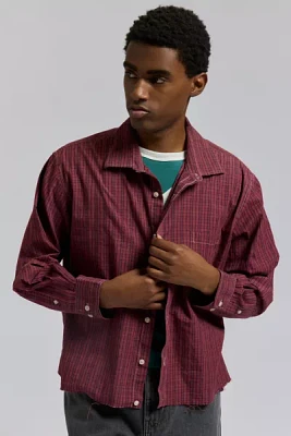 ReMADE By UO Overdyed Wash Check Cropped Shirt