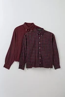ReMADE By UO Overdyed Wash Check Cropped Shirt