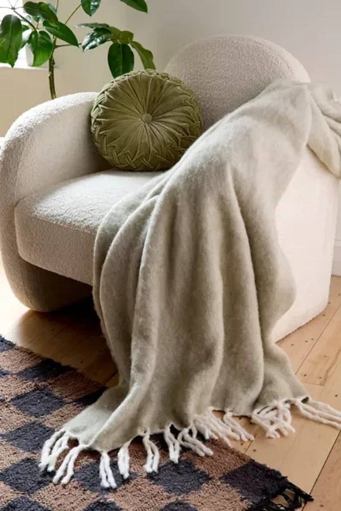 Solid Faux Mohair Fur Throw Blanket