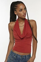 Silence + Noise Coyote Cowl Neck Knit Halter Top