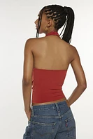 Silence + Noise Coyote Cowl Neck Knit Halter Top