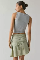 Basic Pleasure Mode Darcie Lace-Up Asymmetrical Mini Skirt