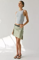 Basic Pleasure Mode Darcie Lace-Up Asymmetrical Mini Skirt