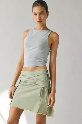 Basic Pleasure Mode Darcie Lace-Up Asymmetrical Mini Skirt