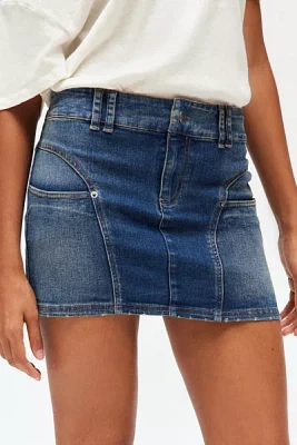 BDG Tatiana Moto Denim Low Rise Micro Mini Skirt