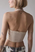 Silence + Noise Esme Cropped Denim Halter Vest Top