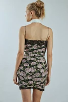 For Love & Lemons Fallen Rose Print Mini Dress