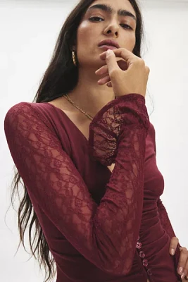 Kimchi Blue Arabella Button Front Lace Top
