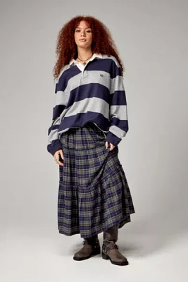 UO Celia Check Tiered Maxi Skirt