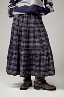UO Celia Check Tiered Maxi Skirt