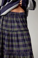 UO Celia Check Tiered Maxi Skirt