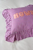 Gingham Howdy Slogan Text Ruffle Throw Pillow