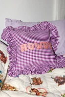 Gingham Howdy Slogan Text Ruffle Throw Pillow