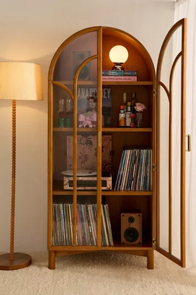 Camille Arched Glass Paned Storage Cabinet