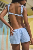 Montce Peri Micro Gingham Low-Rise Drawstring Short
