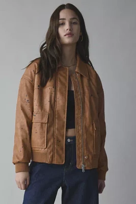 Silence + Noise Painterly Faux Leather Jacket