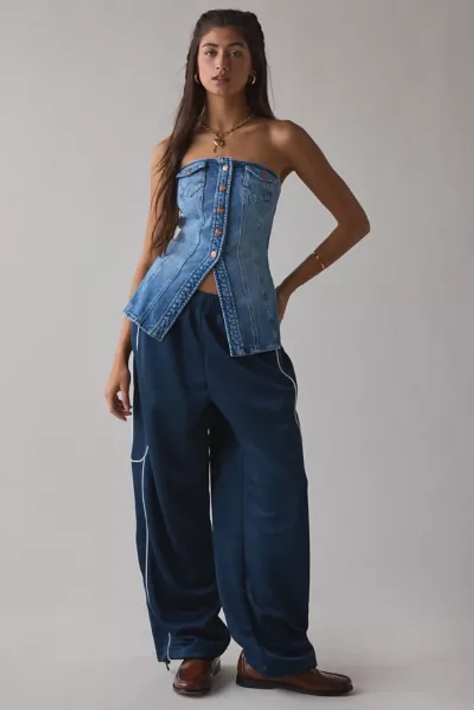 Wrangler Denim Bustier Button-Front Strapless Top