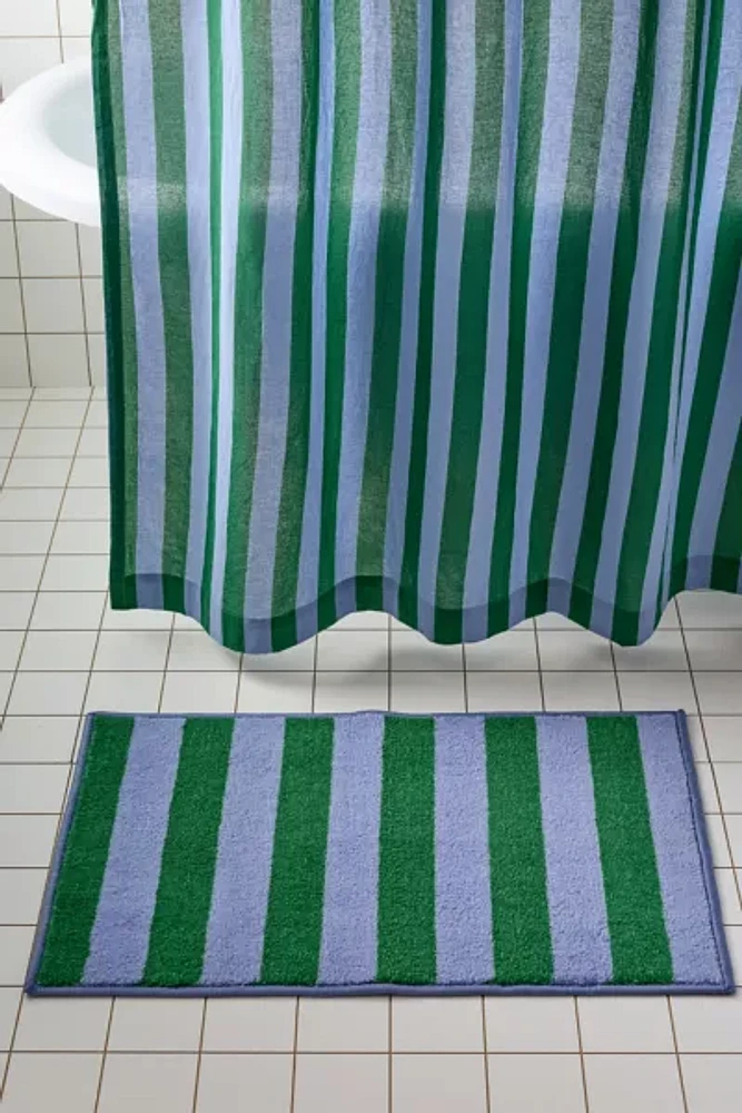 Awning Stripe Plush Printed Bath Mat