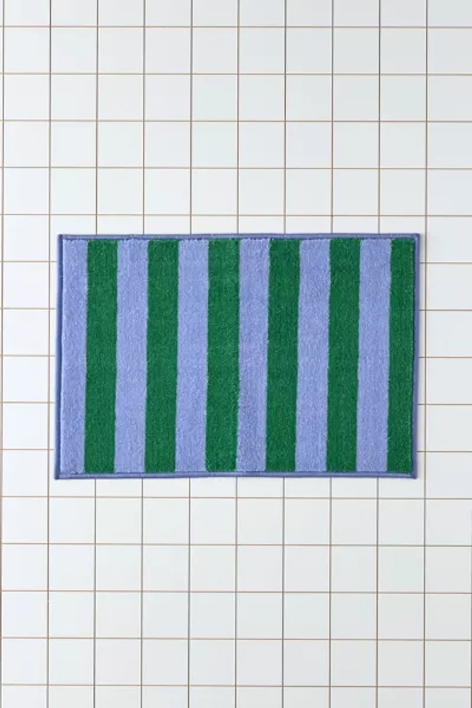 Awning Stripe Plush Printed Bath Mat