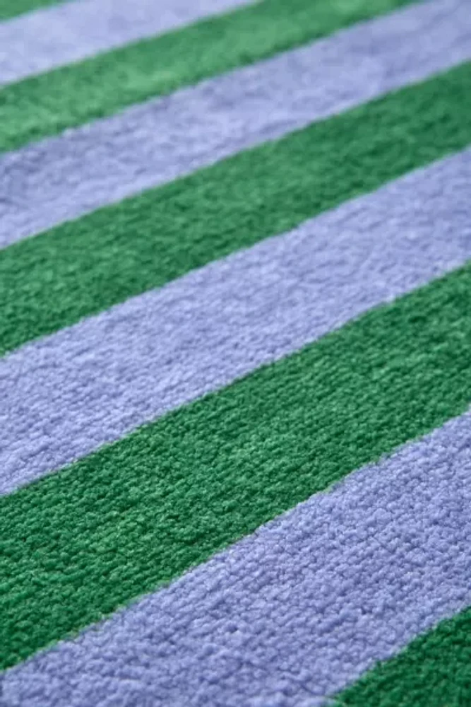 Awning Stripe Plush Printed Bath Mat