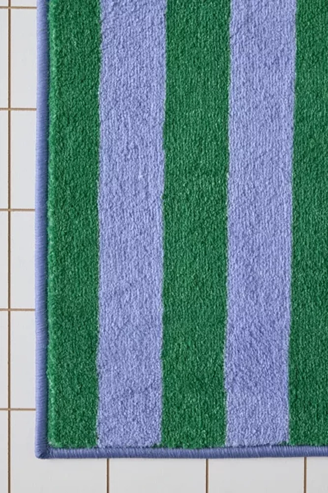 Awning Stripe Plush Printed Bath Mat