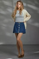 Kimchi Blue Mackenzie Embellished Button Denim Mini Skirt