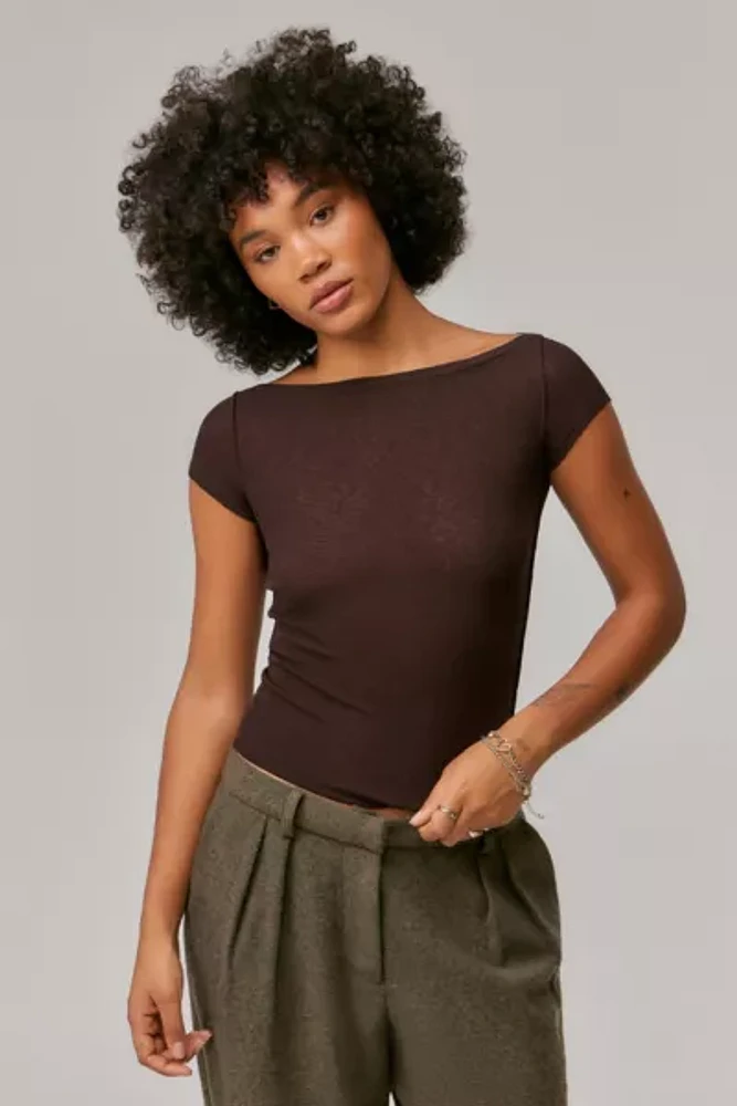 UO Frankie Short Sleeve Slash Top