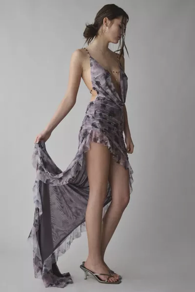 Jaded London Asteria Asymmetrical High-Low Maxi Dress