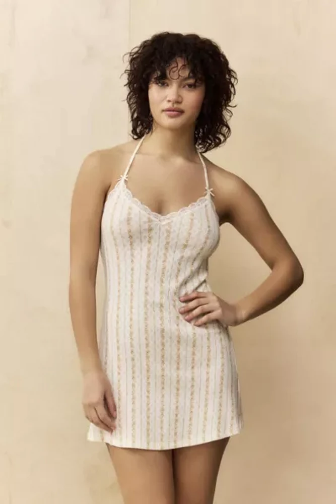 Out From Under Pointelle Halter Slip Dress