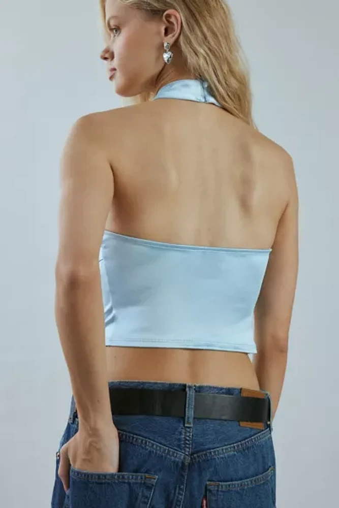 Kimchi Blue Celeste Ruffle Keyhole Halter Top