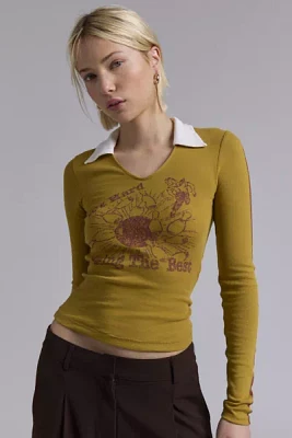 BDG Westin Collared Bowling Graphic Long Sleeve Tee