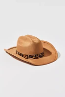 Leopard Trim Suede Cowboy Hat