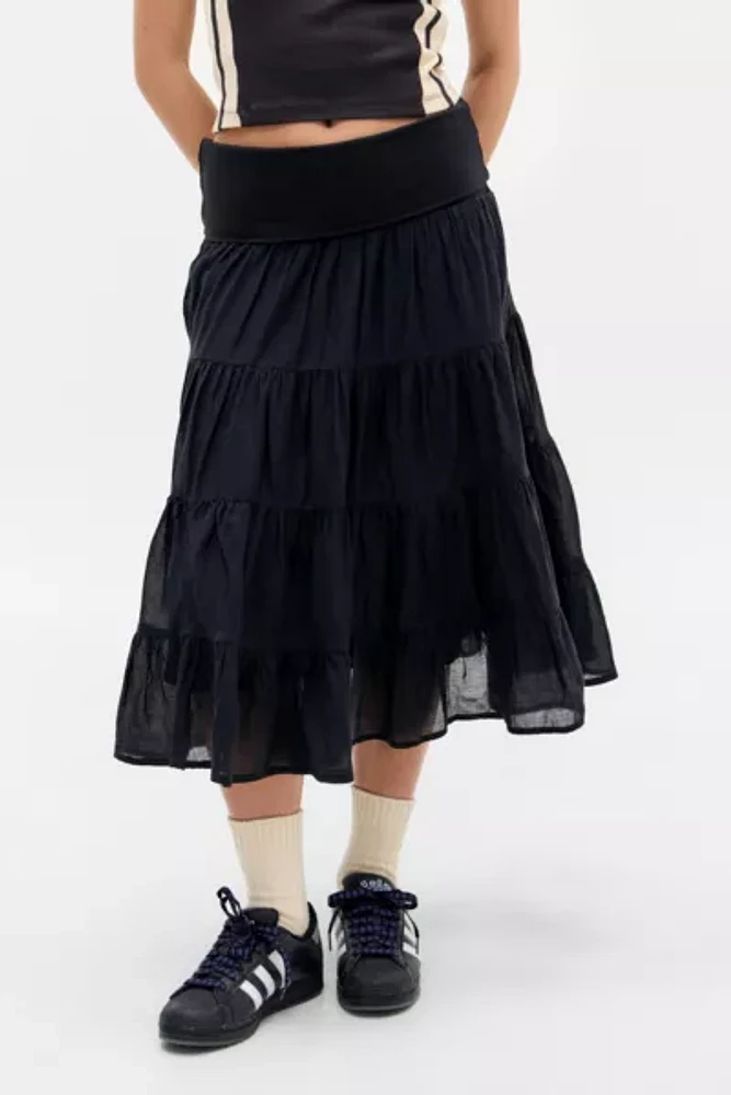 UO Fallon Fold Prairie Midi Skirt