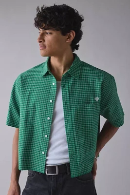 UO Check Pattern Cutoff Oxford Shirt