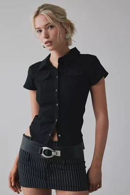 Silence + Noise Polly Slim Short Sleeve Snap-Button Shirt