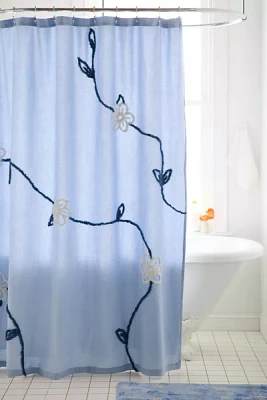 Falling Vines Floral Tufted Shower Curtain