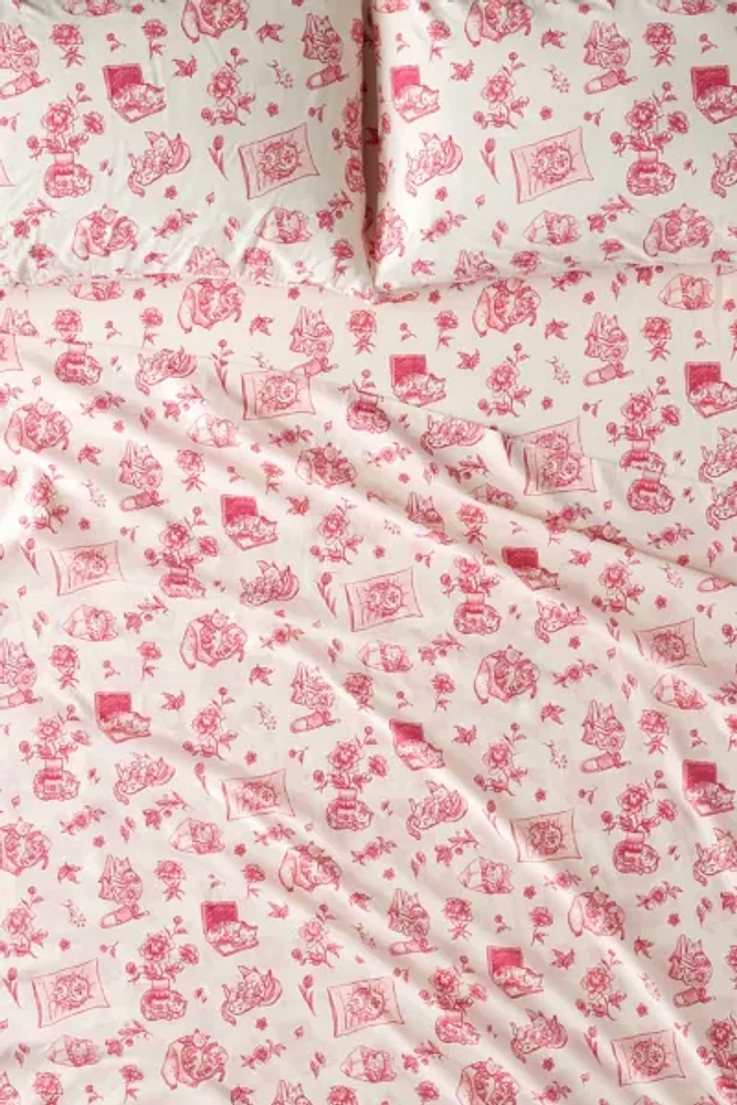 Delft Cat Patterned Sheet Set