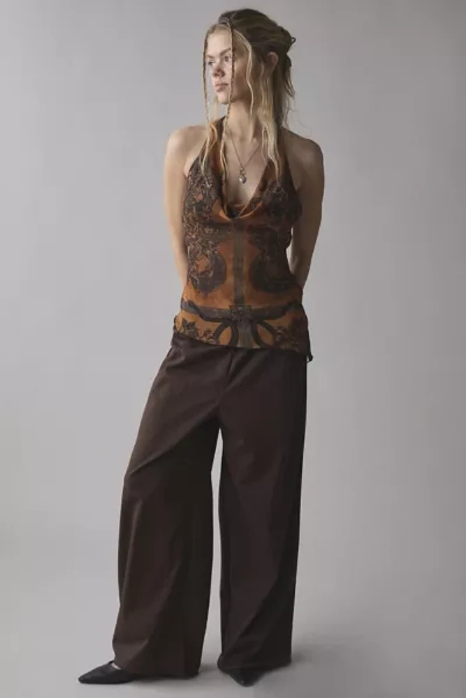 Silence + Noise Espresso Cowl Neck Halter Top