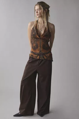 Silence + Noise Espresso Cowl Neck Halter Top