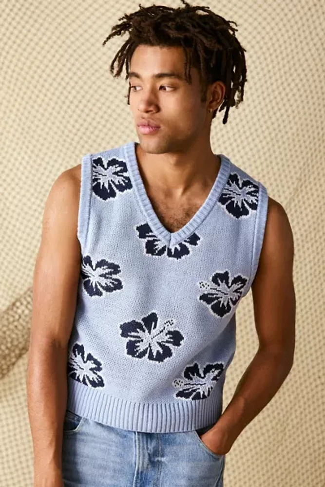 UO Hibiscus Pattern Jacquard Sweater Vest