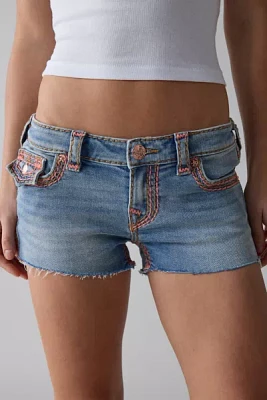 True Religion Joey Low-Rise Super QT Flap Denim Short