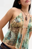 Out From Under Leopard Open Front Chiffon Cami